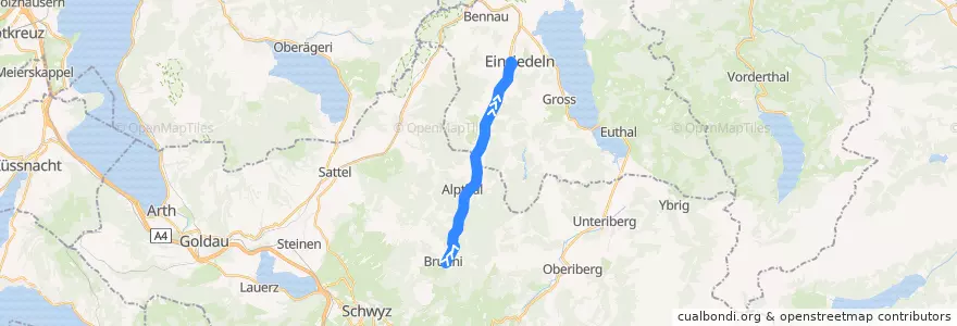 Mapa del recorrido Bus 554: Brunni SZ, Talstation LBH => Einsiedeln, Bahnhof de la línea  en Schwyz.