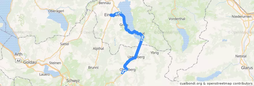 Mapa del recorrido Bus 555: Hoch-Ybrig, Talst. Laucheren => Einsiedeln, Bahnhof de la línea  en Svitto.
