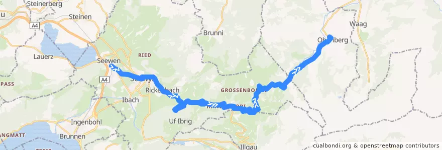 Mapa del recorrido Bus 5: Schwyz, Bahnhof => Oberiberg, Neuseewen de la línea  en Schwyz.