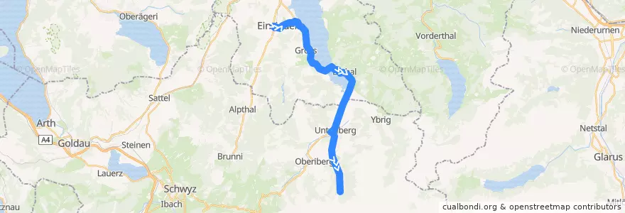 Mapa del recorrido Bus 556: Einsiedeln, Bahnhof => Hoch-Ybrig, Talst. Weglosen de la línea  en Швиц.