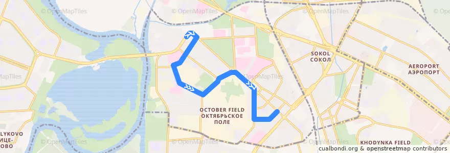 Mapa del recorrido Автобус №681: Метро "Щукинская" - Метро "Октябрьское Поле" de la línea  en район Щукино.