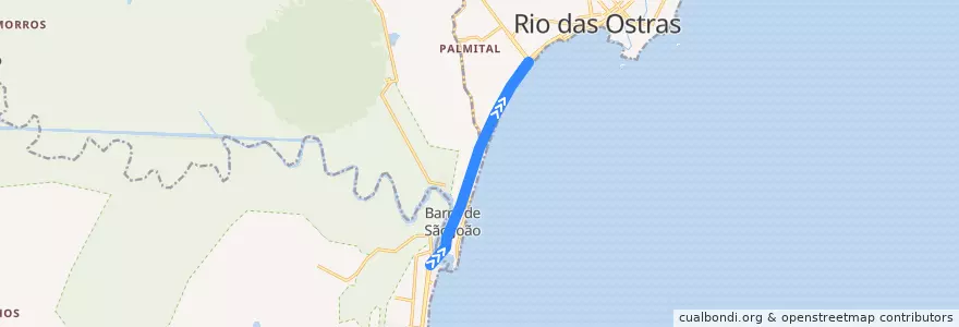Mapa del recorrido Unamar - Macaé de la línea  en Região Geográfica Imediata de Macaé-Rio das Ostras.