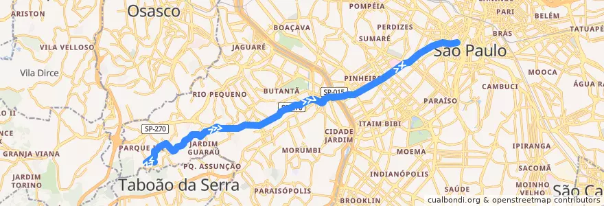 Mapa del recorrido 7545-10 Praça Ramos de Azevedo de la línea  en São Paulo.