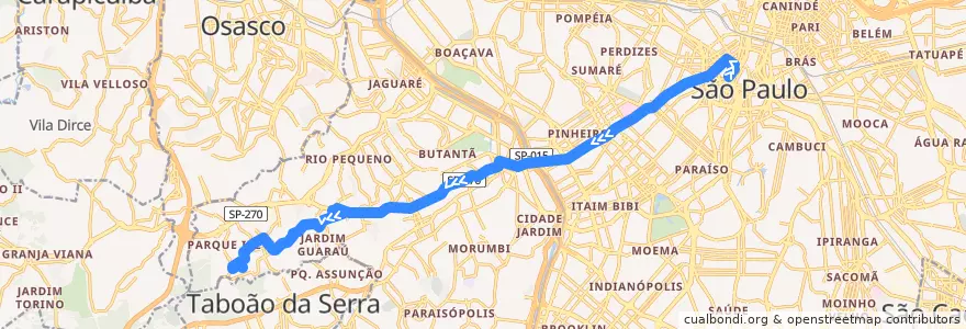 Mapa del recorrido 7545-10 Jardim João XXIII de la línea  en São Paulo.
