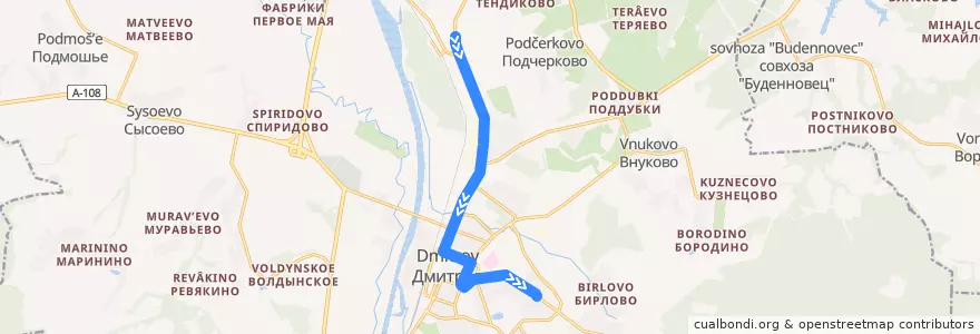 Mapa del recorrido Автобус №1: ДАРЗ - улица Космонавтов de la línea  en Dmitrovsky District.