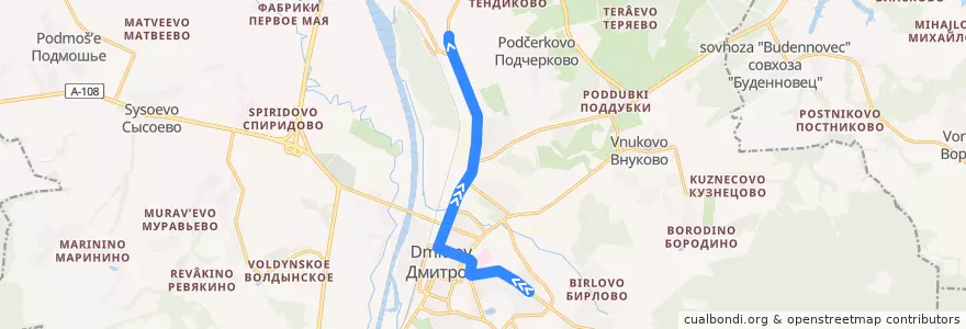 Mapa del recorrido Автобус №1: улица Космонавтов - ДАРЗ de la línea  en Дмитровский городской округ.