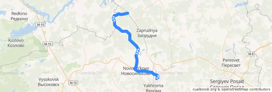 Mapa del recorrido Автобус №34: Дмитров - Канал имени Москвы de la línea  en Дмитровский городской округ.