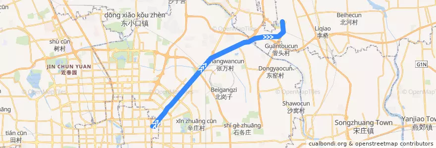 Mapa del recorrido Subway ABC: 东直门 => 首都国际机场 de la línea  en 北京市.