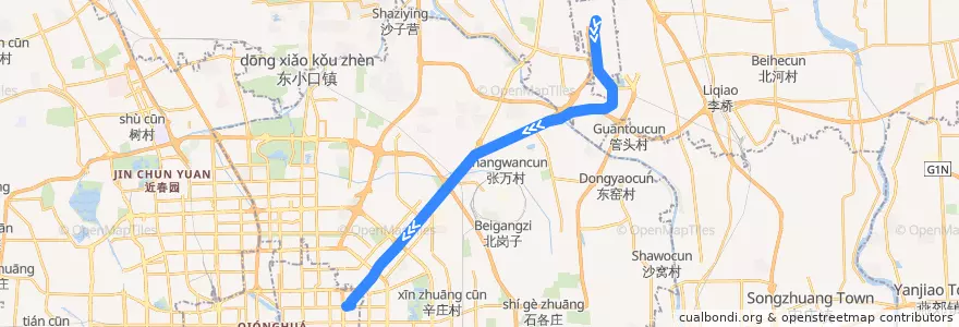Mapa del recorrido Subway ABC: 首都国际机场 => 东直门 de la línea  en 北京市.