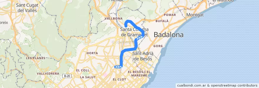 Mapa del recorrido L9 Nord: La Sagrera => Can Zam de la línea  en Barcelonès.