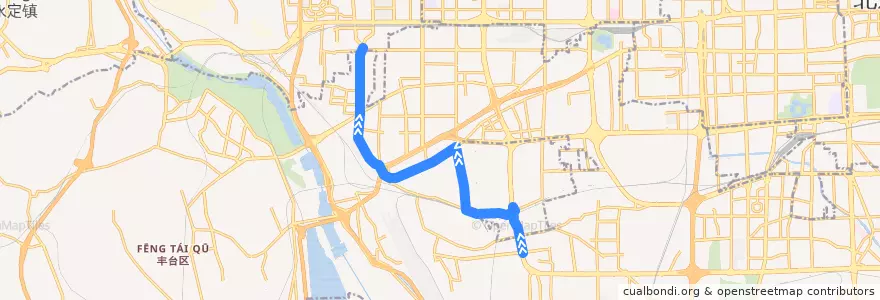 Mapa del recorrido Bus 546: 富丰桥西 => 鲁谷公交场站 de la línea  en Fengtai District.