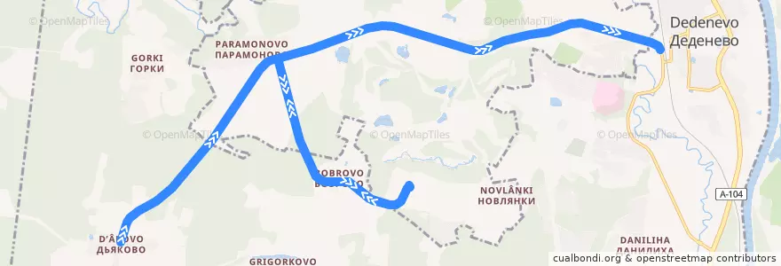 Mapa del recorrido Автобус №22: Дьяково - турбаза Викинг - Платформа Турист de la línea  en Дмитровский городской округ.