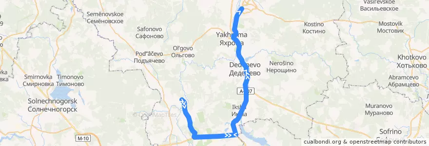 Mapa del recorrido Автобус №32: Санаторий Горки - Икша - Дмитров de la línea  en Дмитровский городской округ.