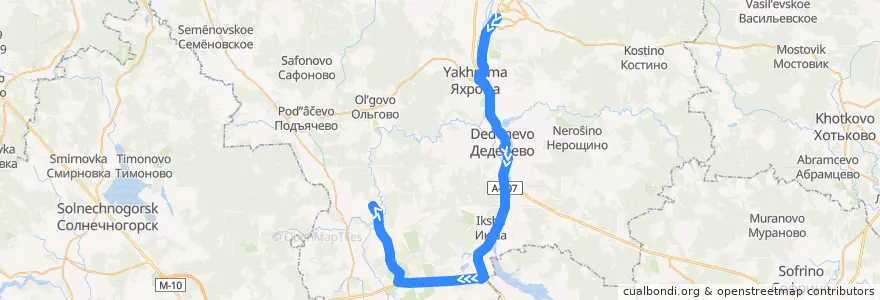 Mapa del recorrido Автобус №32: Дмитров – Икша – Санаторий Горки de la línea  en Дмитровский городской округ.