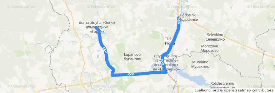 Mapa del recorrido Автобус №32: Икша – Санаторий Горки de la línea  en Дмитровский городской округ.
