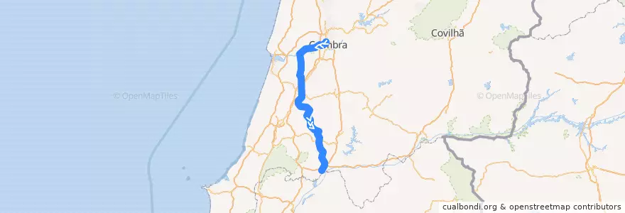 Mapa del recorrido Coimbra > Entroncamento (Linha do Norte, Porto > Lisboa) - Linha 2 de la línea  en Centro.