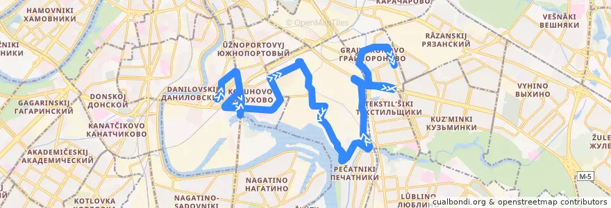 Mapa del recorrido Автобус 193: Метро "Автозаводская" => Саратовская улица de la línea  en Юго-Восточный административный округ.