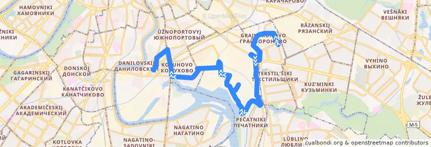 Mapa del recorrido Автобус 193: Саратовская улица => Метро "Автозаводская" de la línea  en Юго-Восточный административный округ.