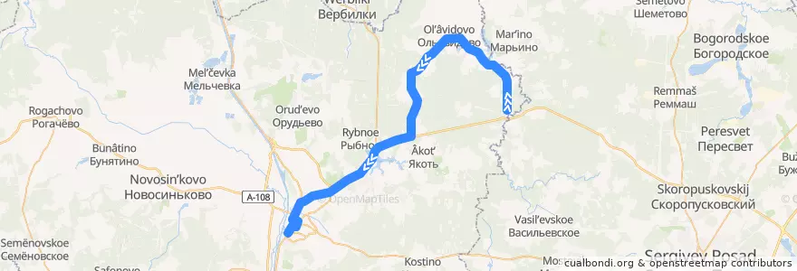 Mapa del recorrido Автобус №26: Старово - Дмитров de la línea  en Дмитровский городской округ.