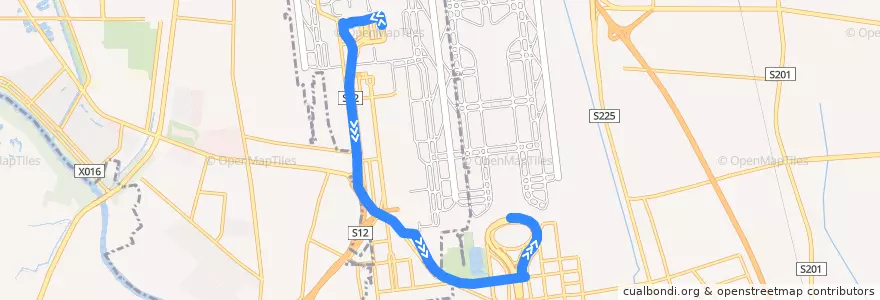 Mapa del recorrido Bus 航站楼摆渡车: 2号航站楼 => 3号航站楼 de la línea  en 顺义区 / Shunyi.