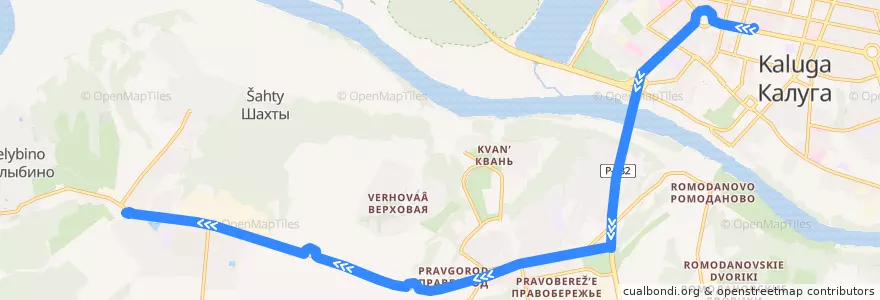 Mapa del recorrido Автобус №25: Рынок -> Шопино de la línea  en городской округ Калуга.