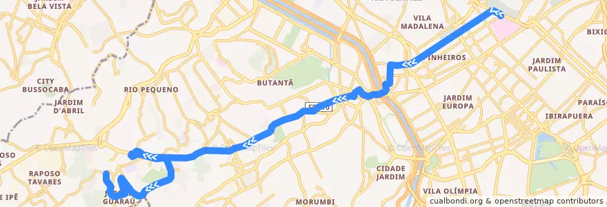 Mapa del recorrido 7002-10 Jardim Rosa Maria de la línea  en São Paulo.