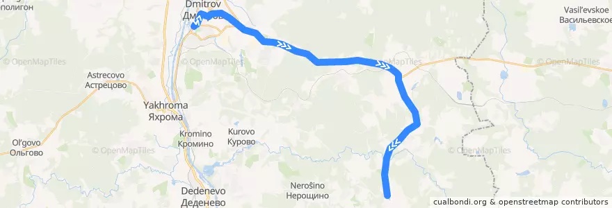 Mapa del recorrido Автобус №24: Дмитров - д. Костино - Ассаурово de la línea  en Дмитровский городской округ.
