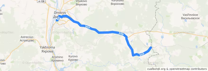 Mapa del recorrido Автобус №24: Дмитров - д. Костино - ст. Костино de la línea  en Дмитровский городской округ.