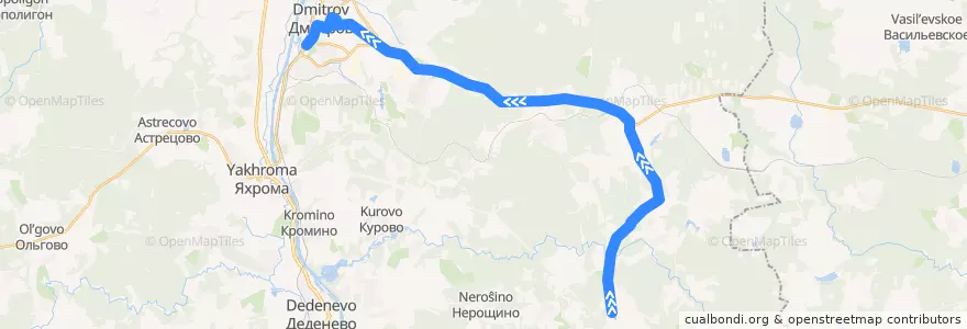 Mapa del recorrido Автобус №24: Ассаурово - д. Костино - Дмитров de la línea  en Дмитровский городской округ.
