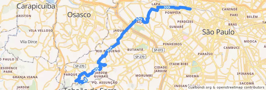 Mapa del recorrido 748R-10 Jardim João XXIII - Terminal Barra Funda de la línea  en São Paulo.