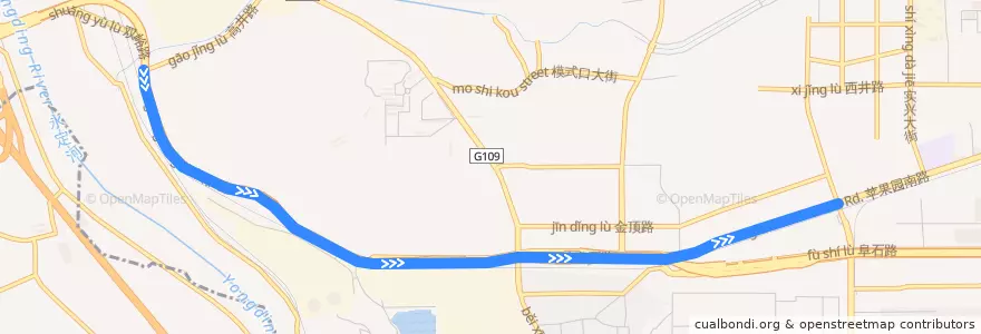 Mapa del recorrido Bus 325: 高井路口南 => 衙门口 de la línea  en 石景山区.