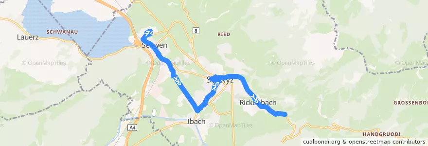 Mapa del recorrido Bus 3: Seewen SZ, Seewen Markt => Rickenbach SZ, Stalden de la línea  en Schwyz.
