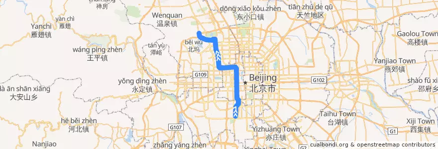 Mapa del recorrido Subway 4: 公益西桥 => 安河桥北 de la línea  en Beijing.