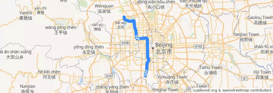 Mapa del recorrido Subway 4/DX: 新宫 => 安河桥北 de la línea  en Beijing.