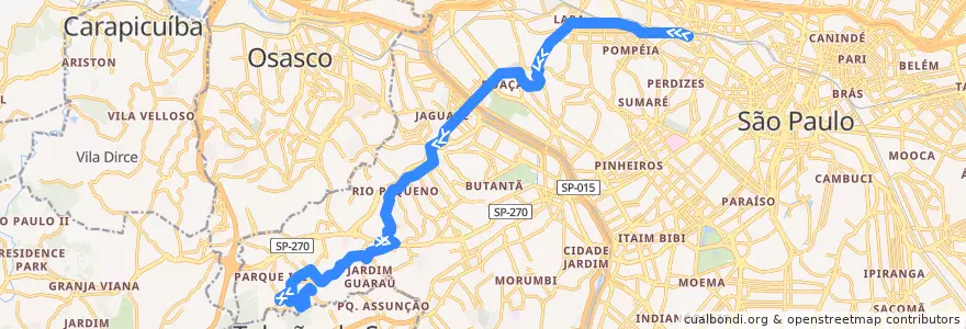 Mapa del recorrido 748R-10 Terminal Barra Funda - Jardim João XXIII de la línea  en São Paulo.