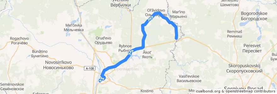 Mapa del recorrido Автобус №26: Дмитров - Старово de la línea  en Дмитровский городской округ.