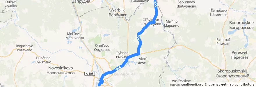 Mapa del recorrido Автобус №26: Саввино - Дмитров de la línea  en Дмитровский городской округ.