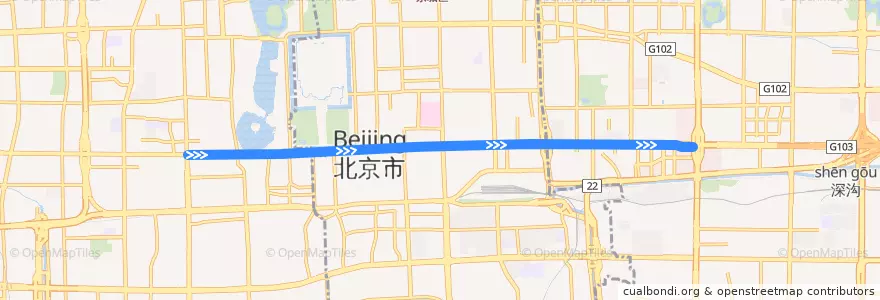 Mapa del recorrido Bus 99: 北京西站 => 左安路 de la línea  en Pekín.