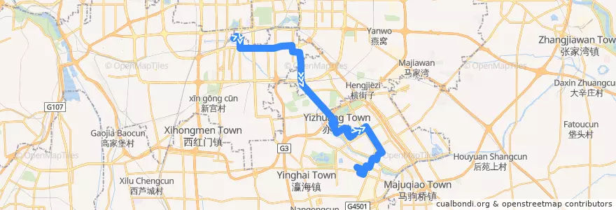 Mapa del recorrido Bus 665: 北京南站南广场 => 泰河园小区 de la línea  en Pechino.