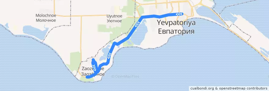 Mapa del recorrido Маршрут №5 "ул.Больничная — Маяк" de la línea  en Евпаторийский городской совет.