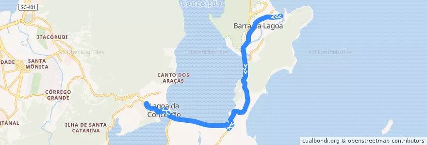 Mapa del recorrido Ônibus 360: Barra da Lagoa, Bairro => TILAG de la línea  en 플로리아노폴리스.
