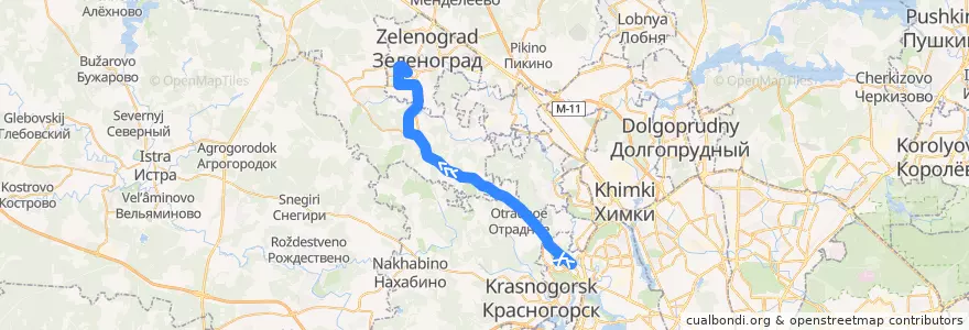 Mapa del recorrido Автобус № 707м "м. Сходненская - м. Митино - Крюково" de la línea  en Московская область.