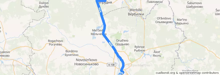 Mapa del recorrido Автобус №30: Дмитров - Ударная - Запрудня de la línea  en Oblast' di Mosca.