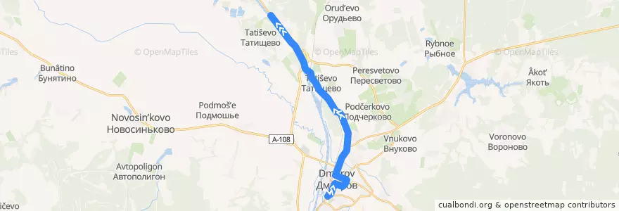 Mapa del recorrido Автобус №30: Дмитров - Ударная de la línea  en Дмитровский городской округ.