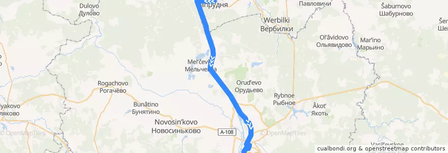 Mapa del recorrido Автобус №30: Запрудня - Ударная - Дмитров de la línea  en محافظة موسكو.