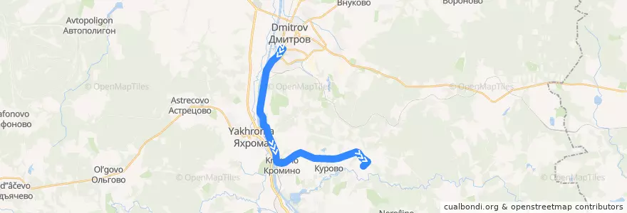 Mapa del recorrido Автобус №42: Дмитров - станция Яхрома - Ильинское de la línea  en Dmitrovsky District.