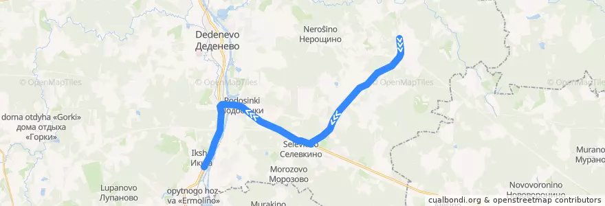 Mapa del recorrido Автобус №43: Ассаурово - Морозки - Икша de la línea  en Дмитровский городской округ.