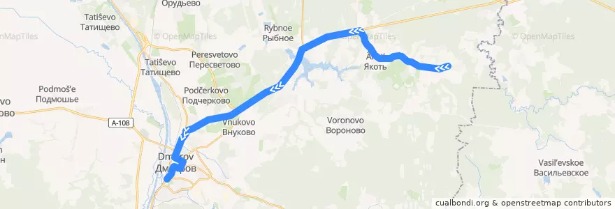 Mapa del recorrido Автобус №51: Дмитров - Думино de la línea  en Дмитровский городской округ.