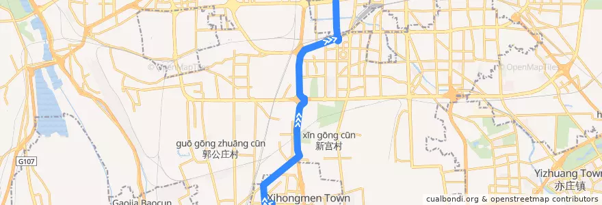 Mapa del recorrido Bus 454: 西红门西站 => 永定门长途汽车站 de la línea  en Район Фэнтай.