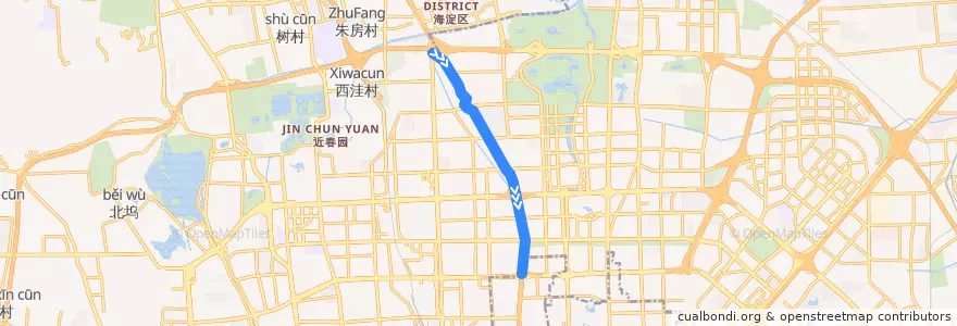 Mapa del recorrido Bus 305: 宝盛里小区 => 德胜门 de la línea  en 朝阳区 / Chaoyang.